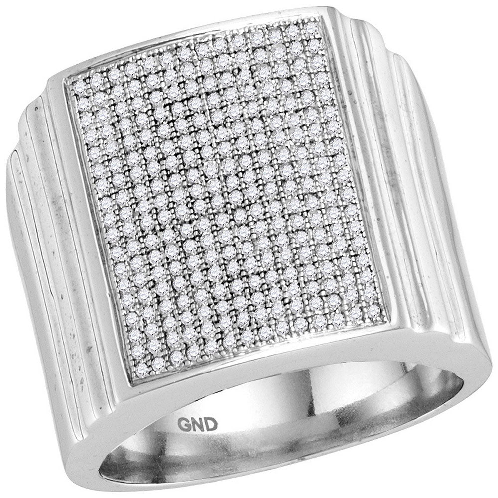 10Kt White Gold 3/4Ct-Dia Micro-Pave Ring (7.88 grams)