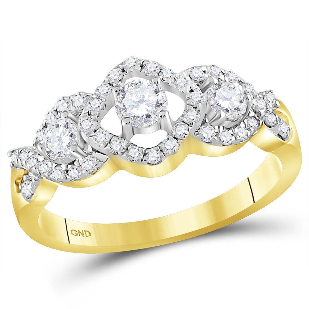 10Kt Yellow Gold 3/4Ct-Dia 1/6-Crd 2*1/10Srd Bridal Ring (2.34 grams)