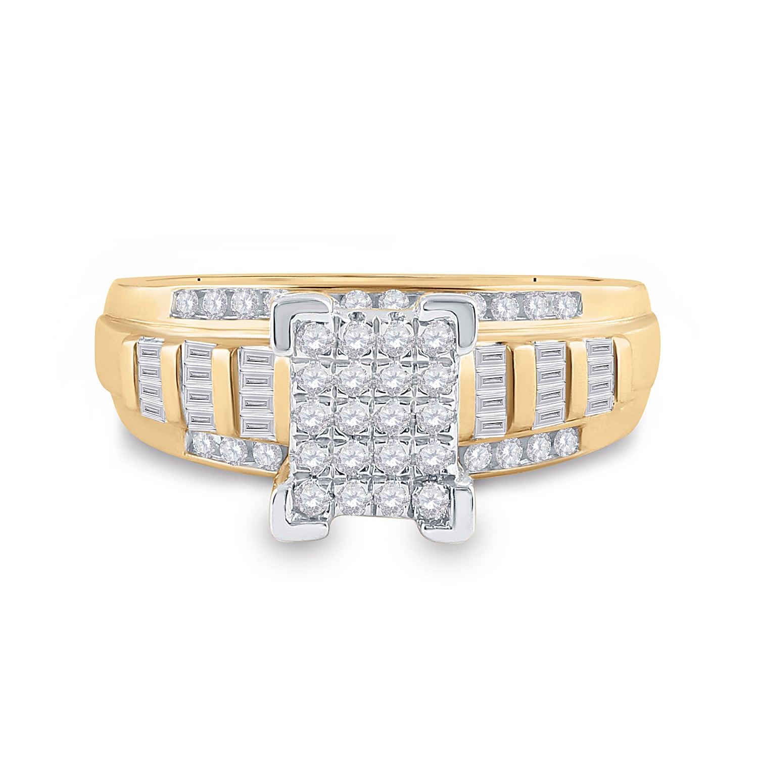 Gold Cluster Bridal Wedding Engagement Ring 1/2 Cttw Round Natural Diamond Womens (3.96 grams)