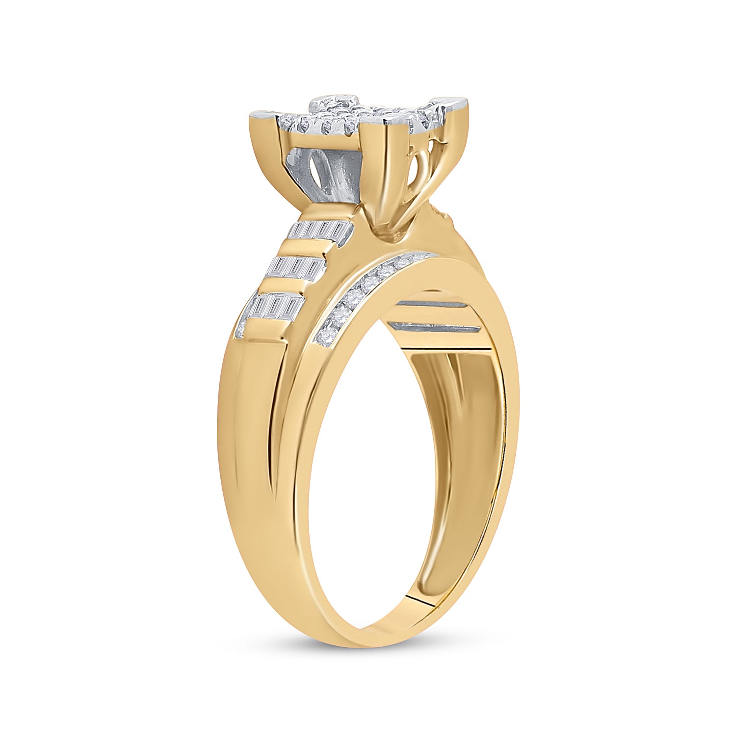 Gold Cluster Bridal Wedding Engagement Ring 1/2 Cttw Round Natural Diamond Womens (3.96 grams)