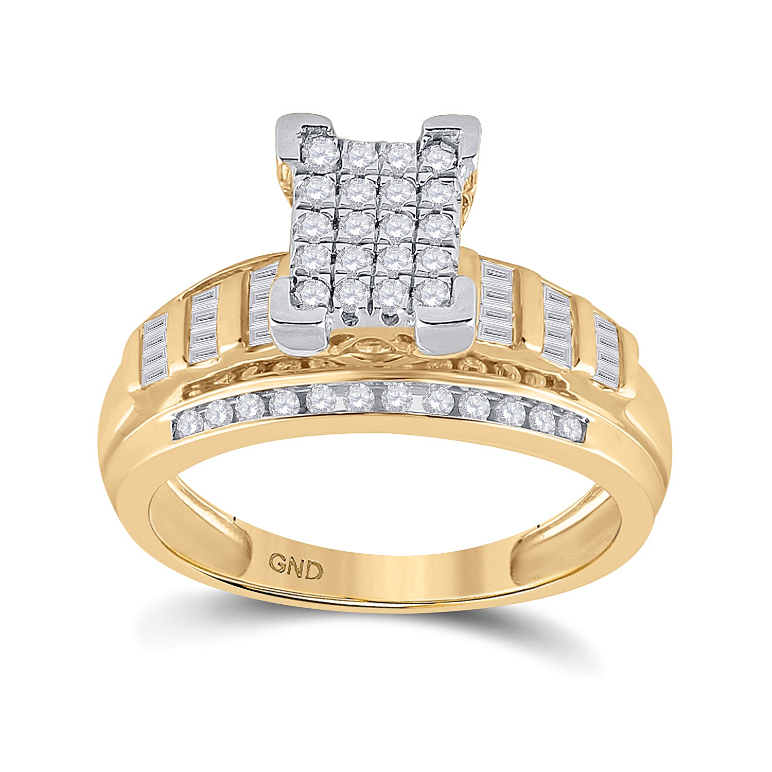 Gold Cluster Bridal Wedding Engagement Ring 1/2 Cttw Round Natural Diamond Womens (3.96 grams)