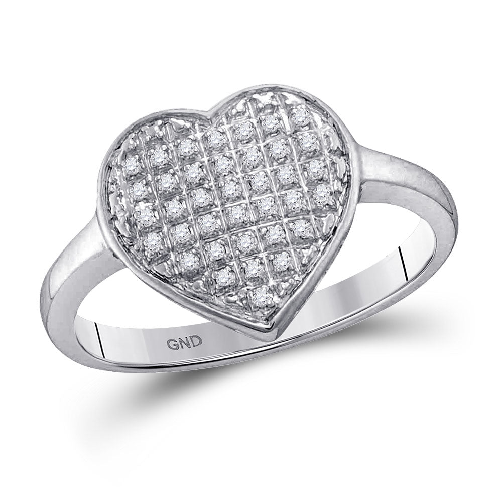 10Kt White Gold Womens Round Diamond Heart Cluster Ring 1/4 Cttw (3.49 grams)