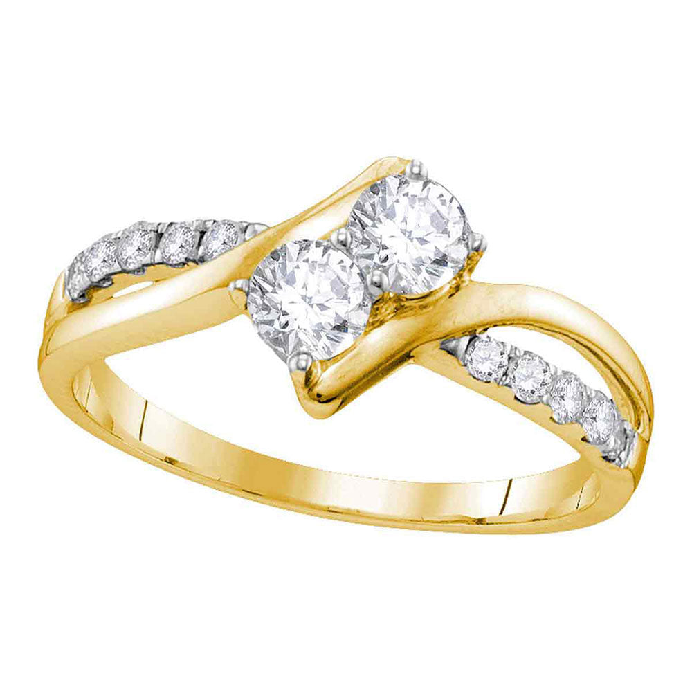 10Kt Yellow Gold 5/8Ct-Dia 2*1/5Ct-Crd 2Stone Engaement Ring Certified (1.73 grams)