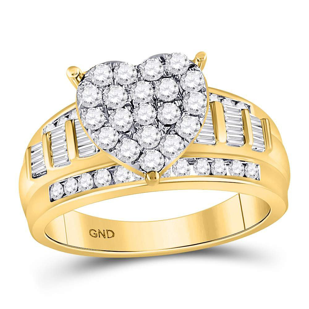 10Kt Yellow Gold 1Ctw-Diamond Cindy Heart Ring-S8 (4.84 grams)
