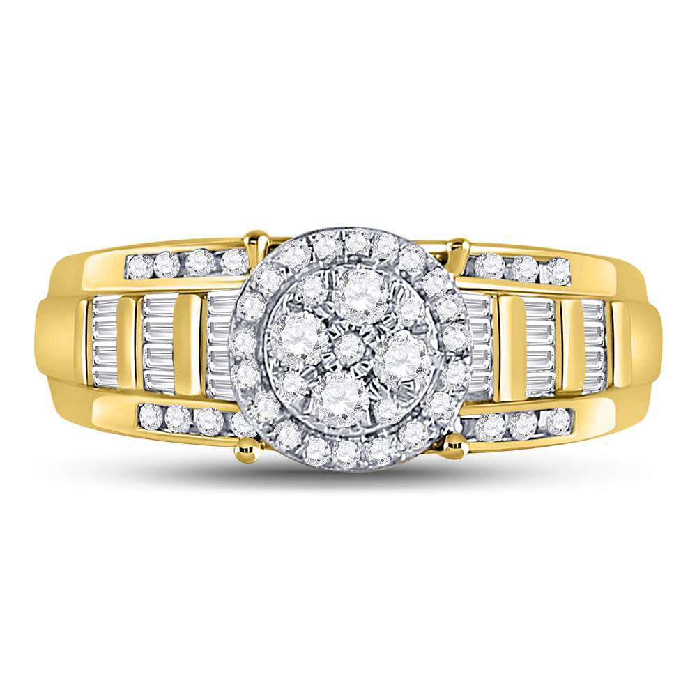 10Kt Yellow Gold Womens Round Diamond Cluster Bridal Wedding Engagement Ring 1/2 Cttw (3.56 grams)
