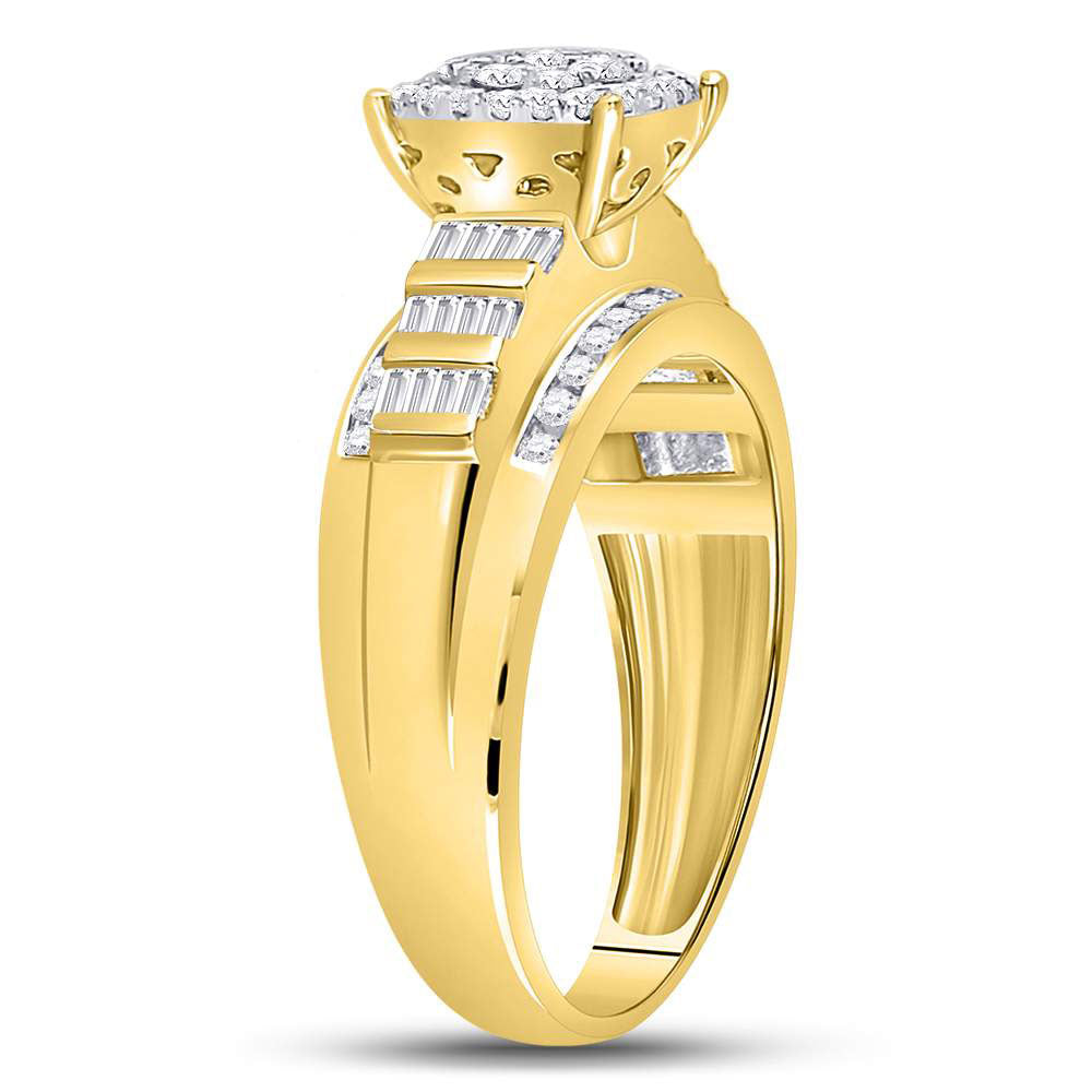 10Kt Yellow Gold Womens Round Diamond Cluster Bridal Wedding Engagement Ring 1/2 Cttw (3.56 grams)