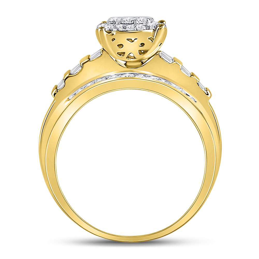 10Kt Yellow Gold Womens Round Diamond Cluster Bridal Wedding Engagement Ring 1/2 Cttw (3.56 grams)