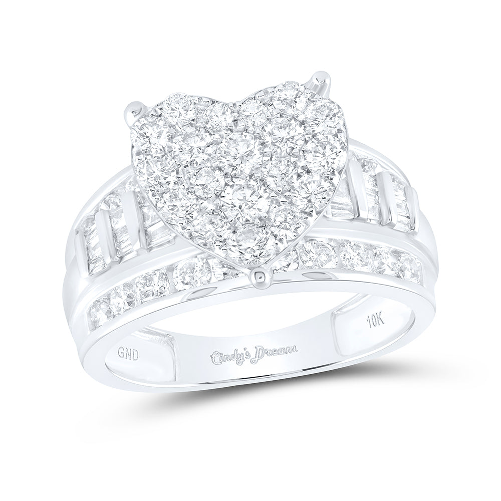 10Kt White Gold 2Ct-Diamond Cindy Heart Ring (5.08 grams)