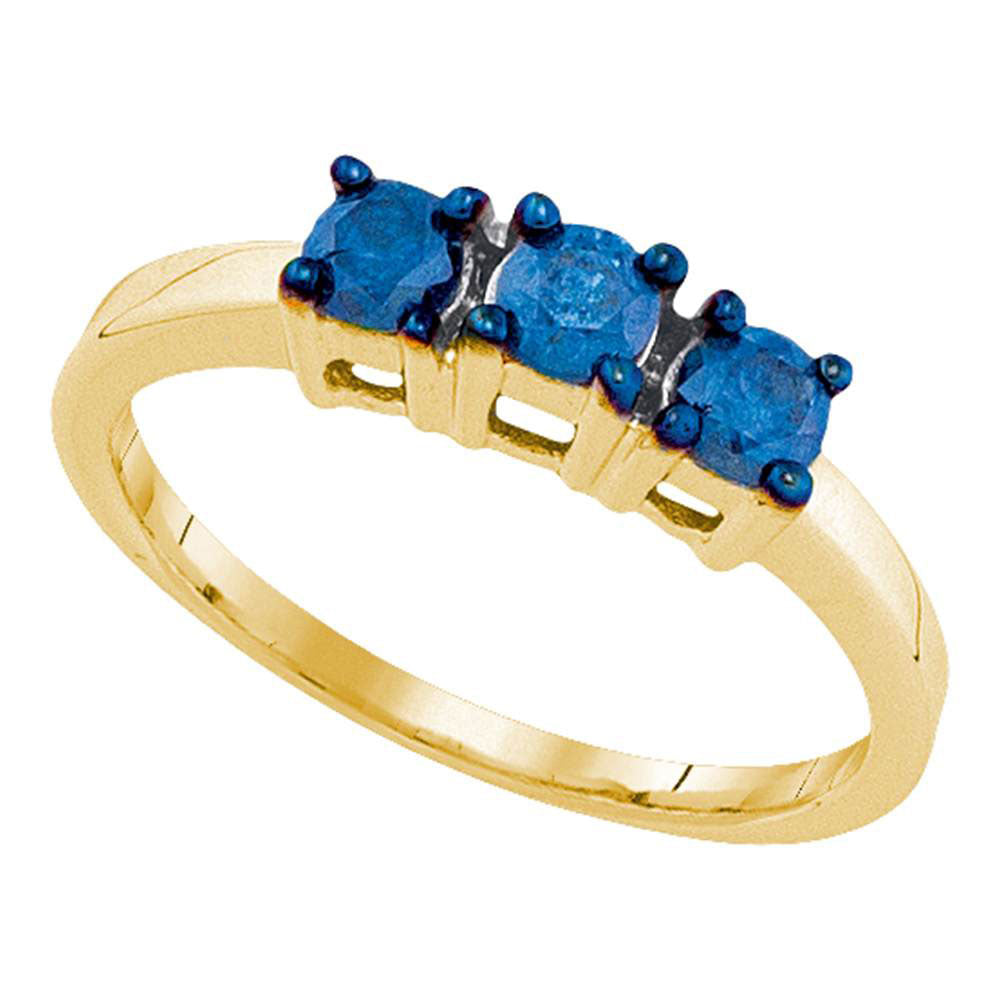 10Kt Yellow Gold 1/2Ctw-Dia Fashion Blue Ring (1.5 grams)