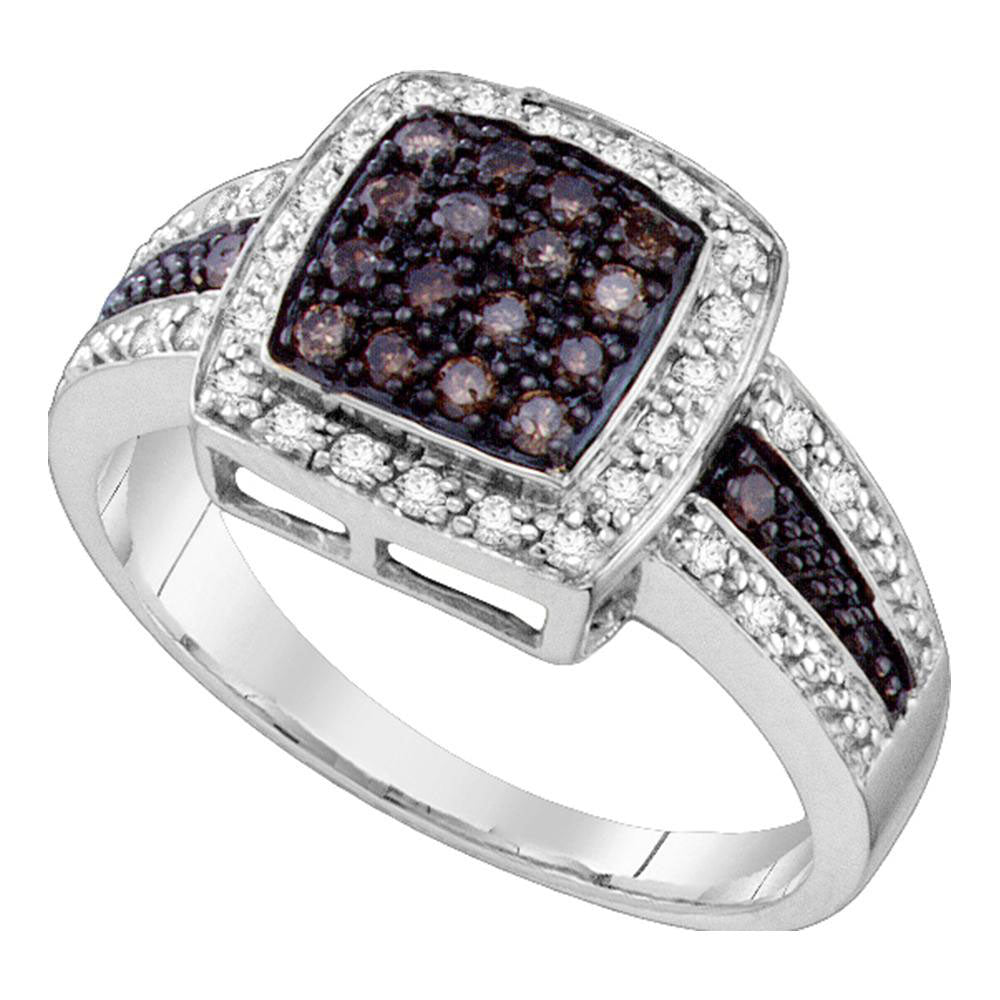 10Kt White Gold 1/2Ct-Dia Natural Brown Ring S-11 (4.07 grams)