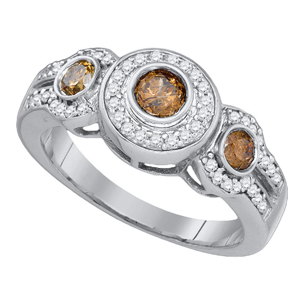 10Kt White Gold 3/4Ct-Dia Natural Brown Ring (2.95 grams)