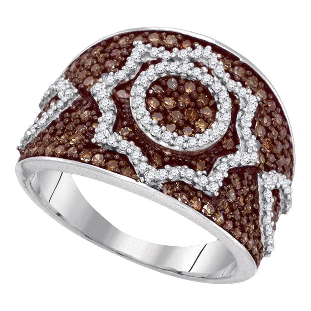 10Kt White Gold 1 Ctw-A Brown Micro-Pave Ring (5.48 grams)