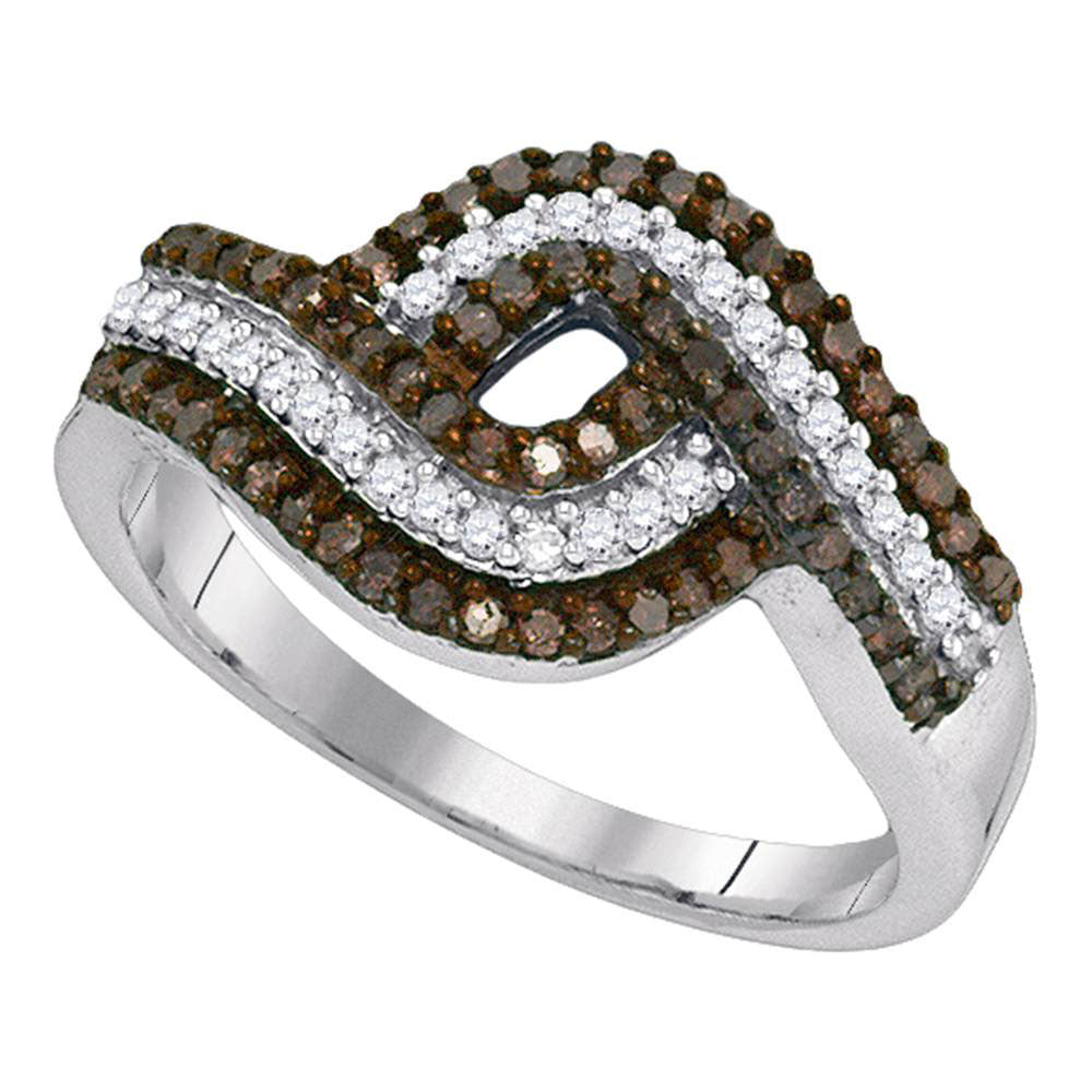 10Kt White Gold 1/2Ctw-Dia Fashion Brown Ring (2.49 grams)