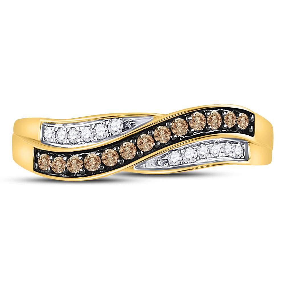 10Kt Yellow Gold Womens Round Brown Diamond Band Ring 1/4 Cttw (1.76 grams)