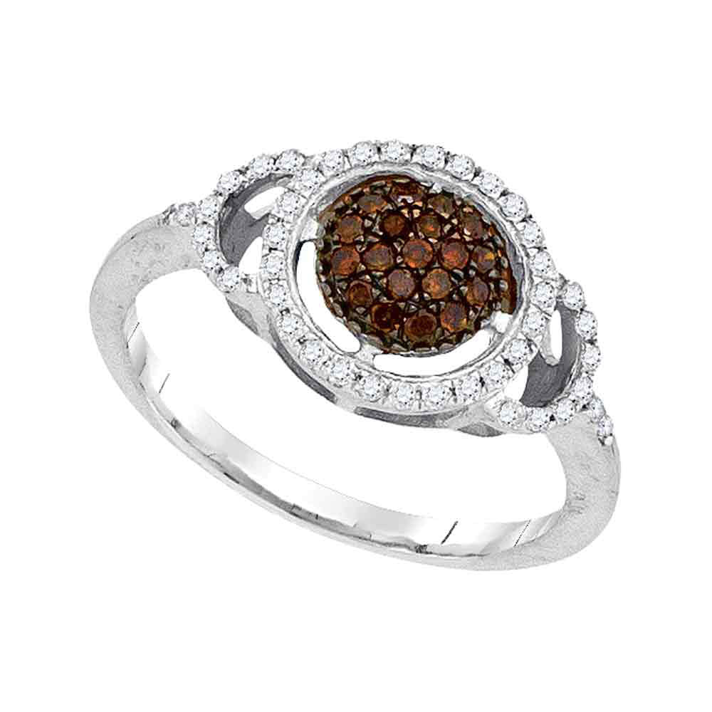 10Kt White Gold 1/3Ctw-Dia Natural Brown Ring (2.38 grams)