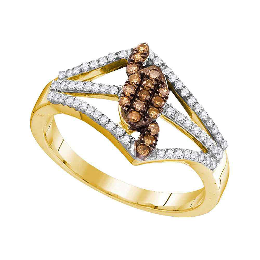 10Kt Yellow Gold 1/3Ctw-Dia Fashion Brown Ring (2.09 grams)