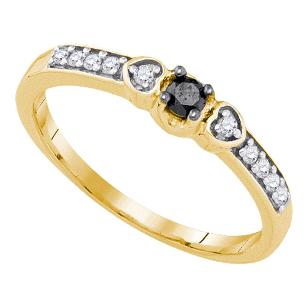 10Kt Yellow Gold 1/5Ctw-Dia Fashion Black Ring (1.56 grams)