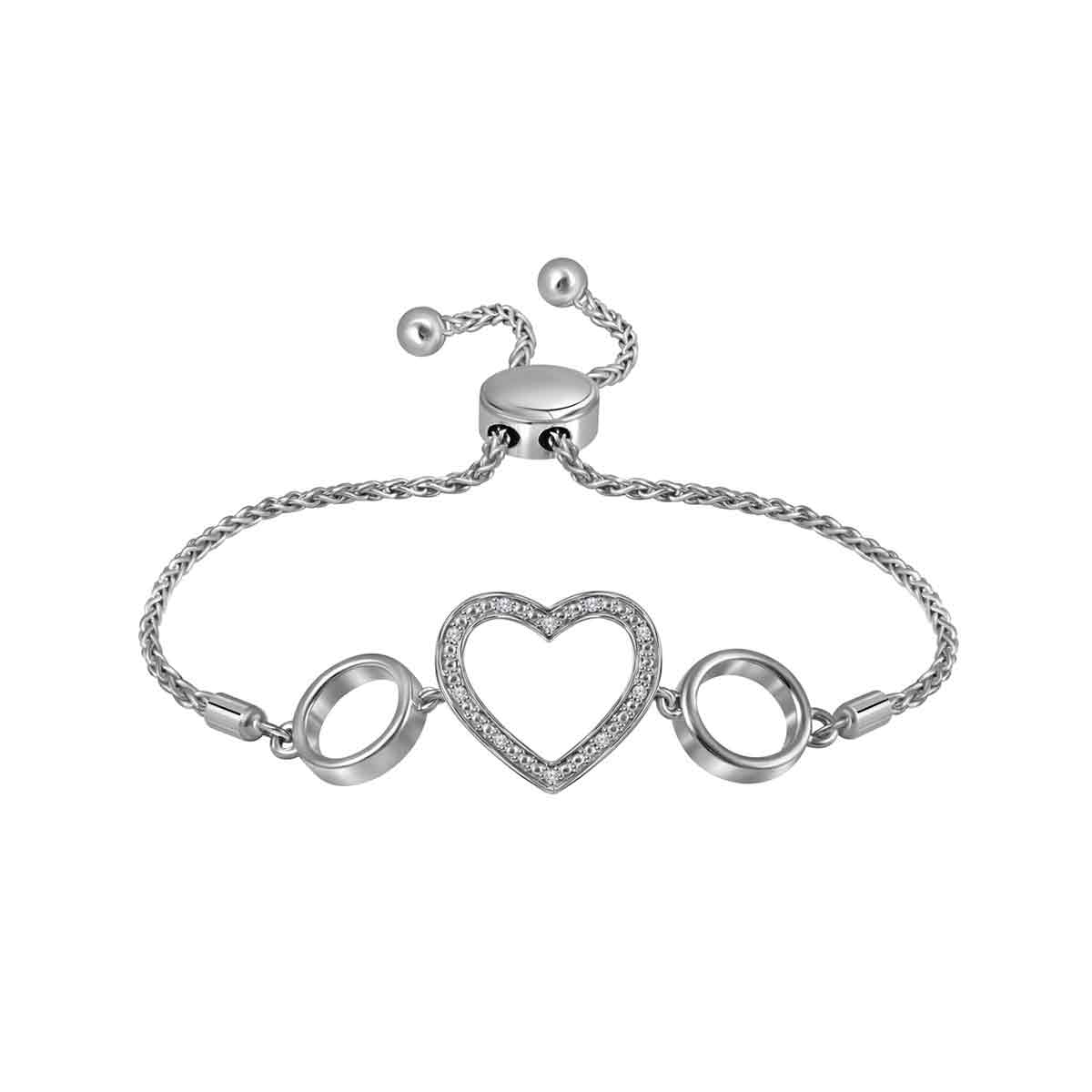 1/20Ctw Diamond Heart Bolo Bracelet (4.21 grams)