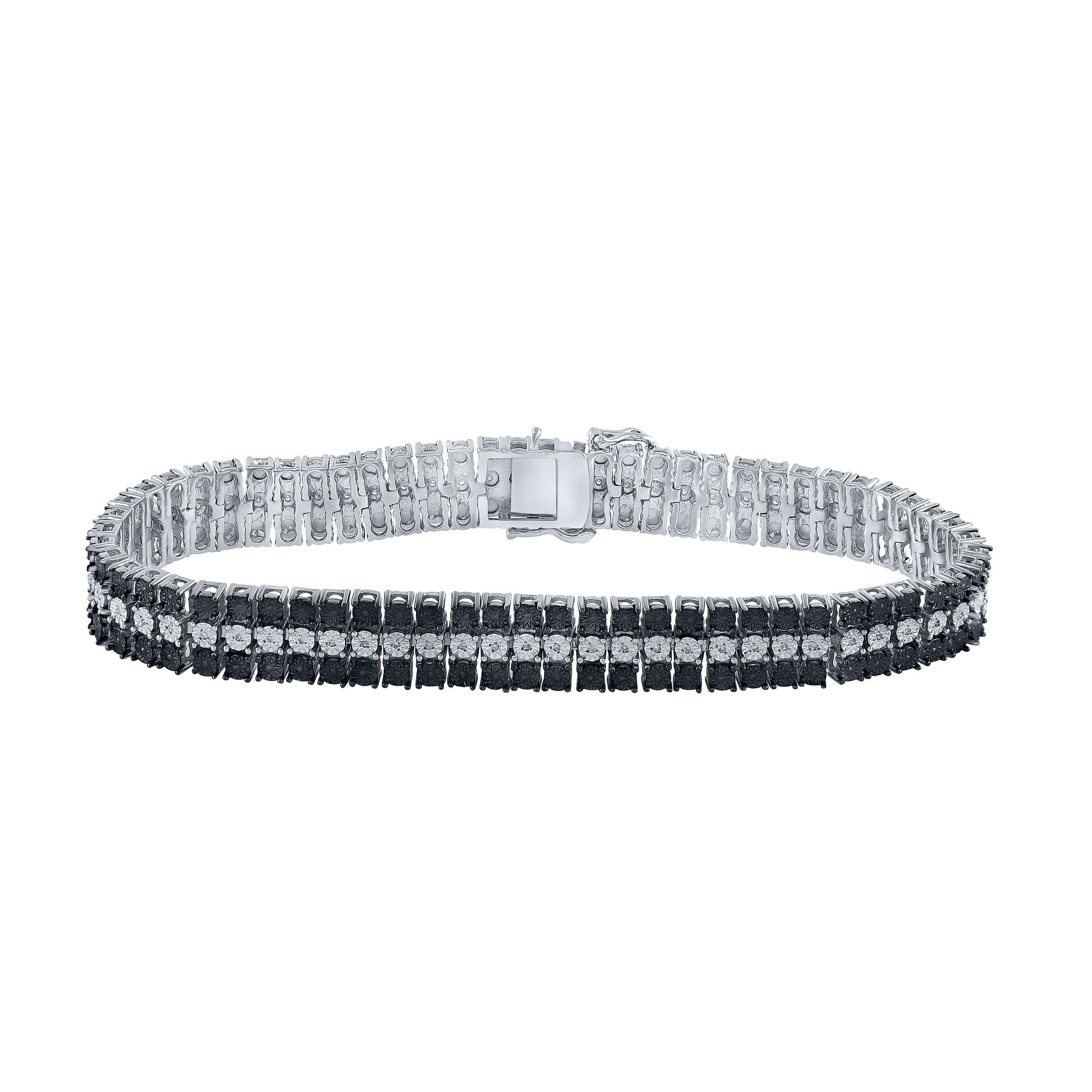 Sterling Silver 1/8Ctw-Dia Fashion Bracelet (31.15 grams)