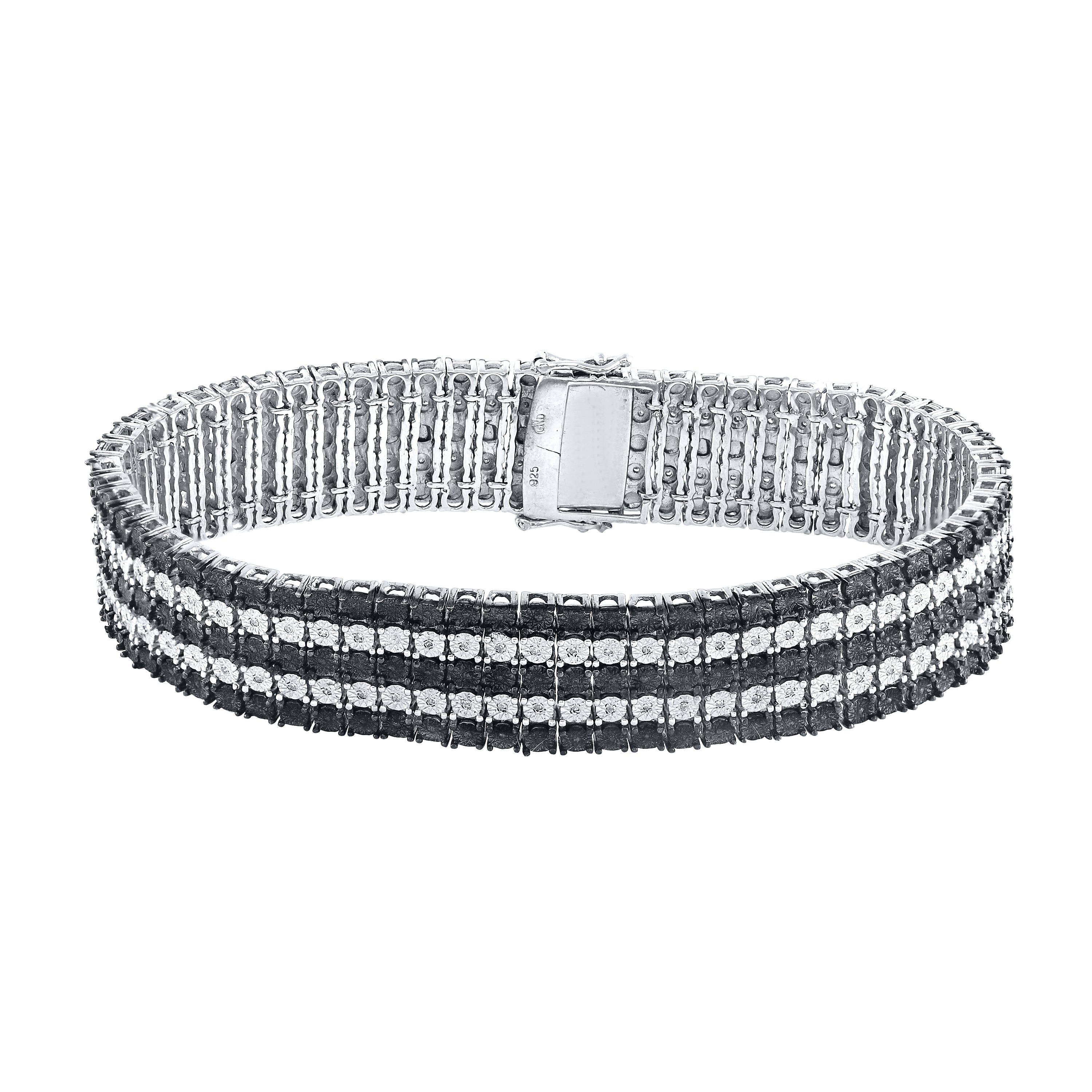 Sterling Silver 1/4Ctw-Dia Fashion Bracelet (45.95 grams)