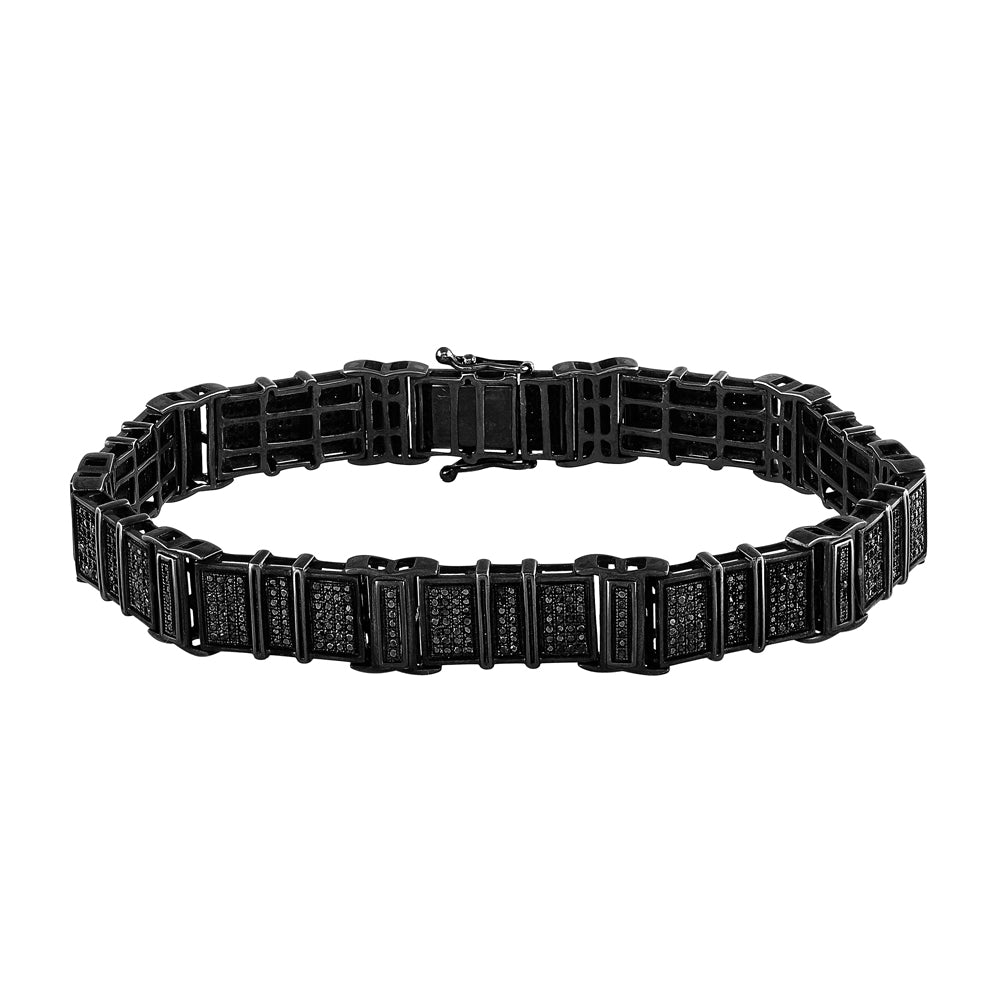 Sterling Silver 2 1/3Ct-Dia Micro-Pave Bracelet (29.59 grams)