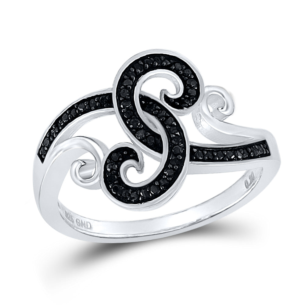 Sterling Silver 1/5Ctw-Dia Fashion Black Ring