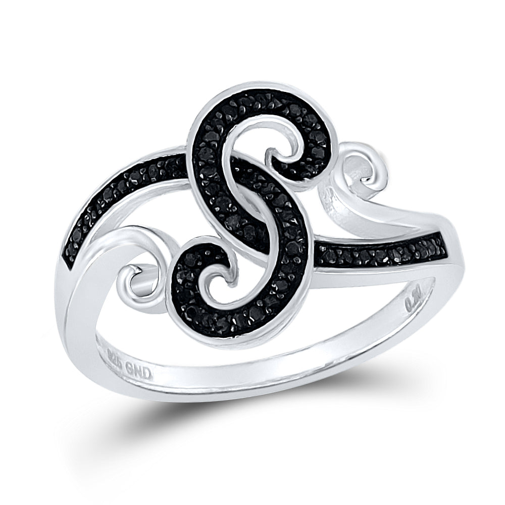 Sterling Silver 1/5Ctw-Dia Fashion Black Ring (2.78 grams)