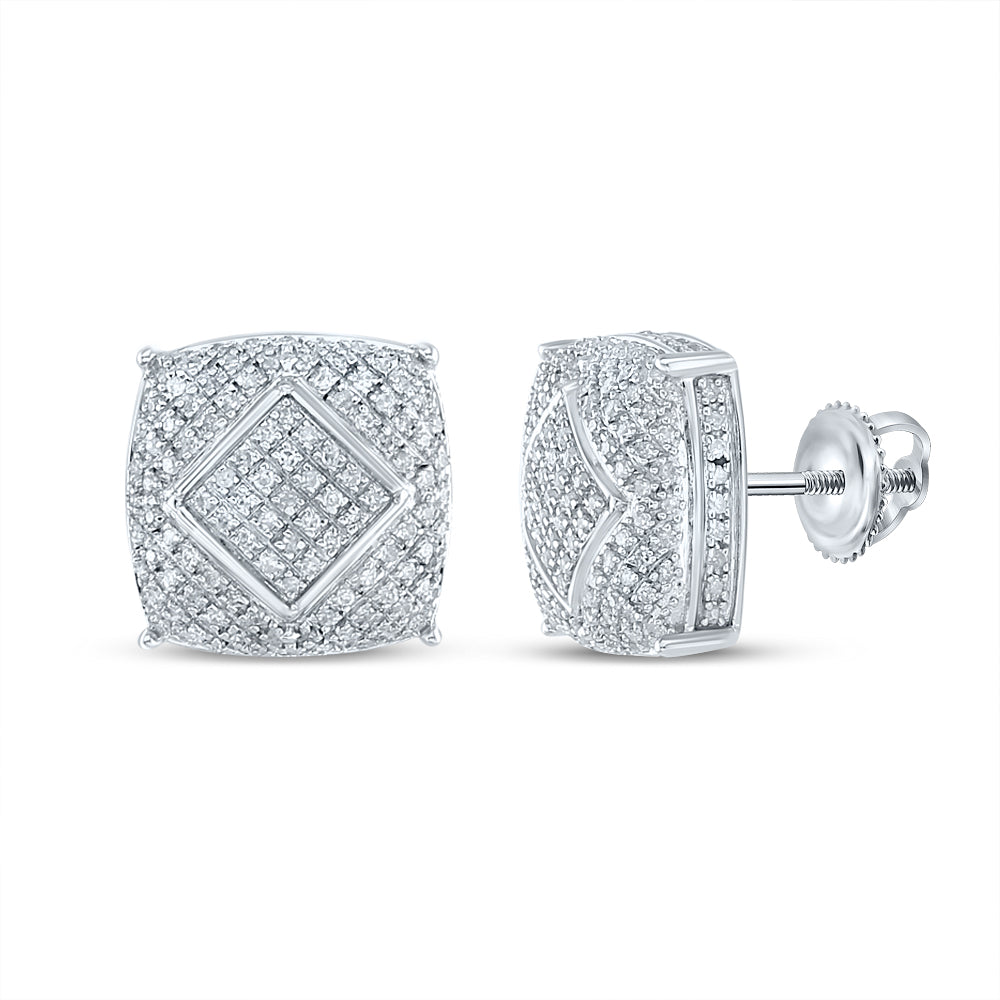 Sterling Silver 1/2Ct-Dia Micro-Pave Earrings (3.95 grams)