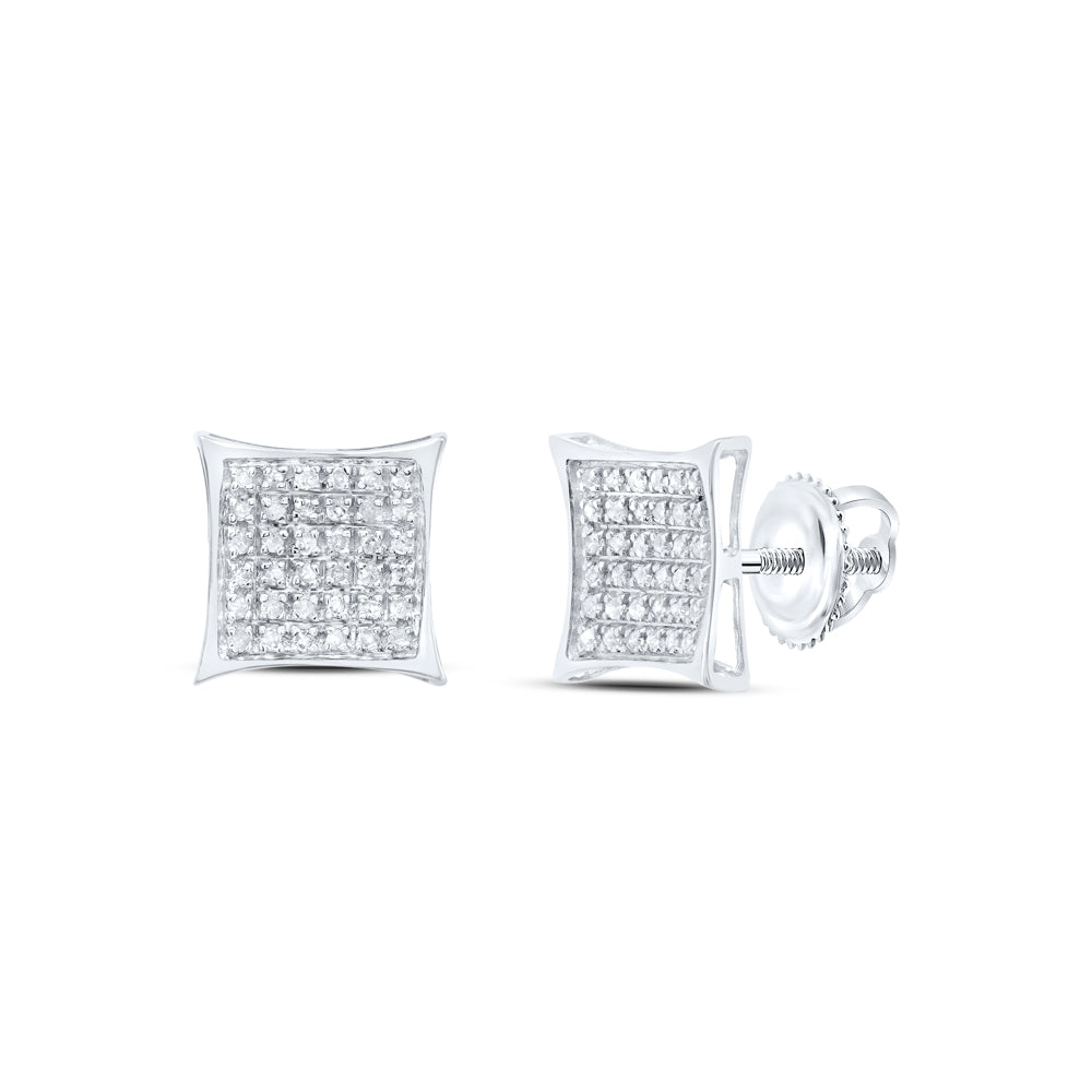 Sterling Silver 1/4Ct-Dia Micro-Pave Mens Earrings (1.46 grams)