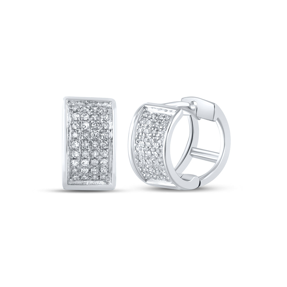 Sterling Silver Diamond Unisex Mens Womens Huggie Hoop Earrings 1/6 Cttw (1.12 grams)
