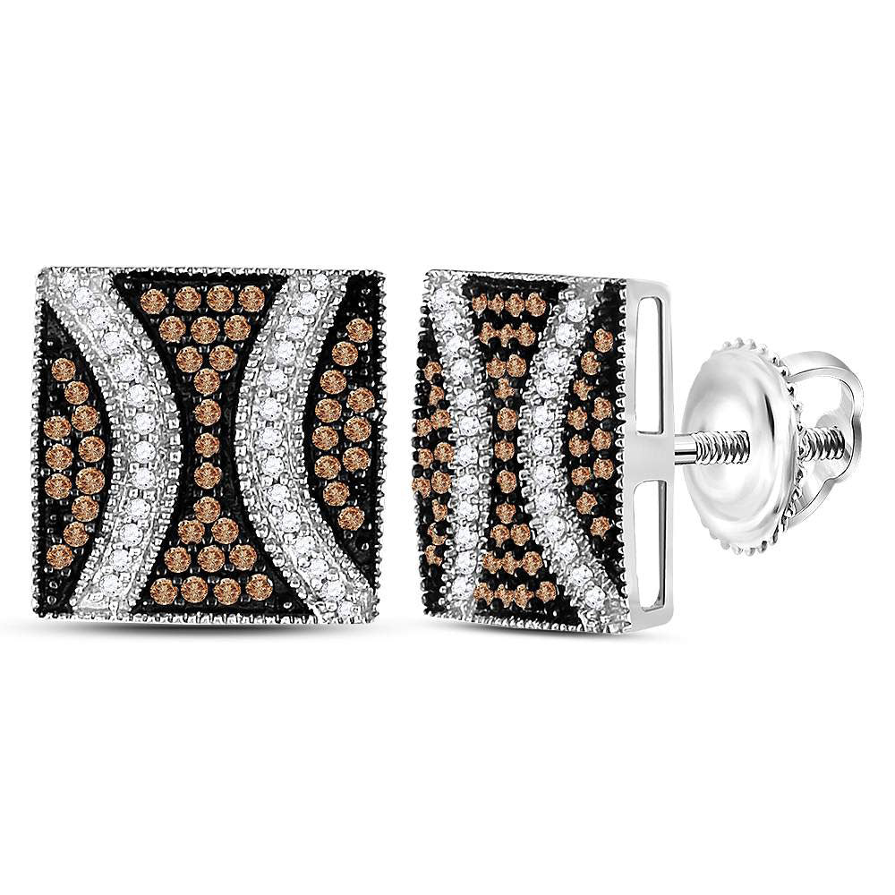 Sterling Silver 1/2Ct-Dia Brown Earring (2.69 grams)