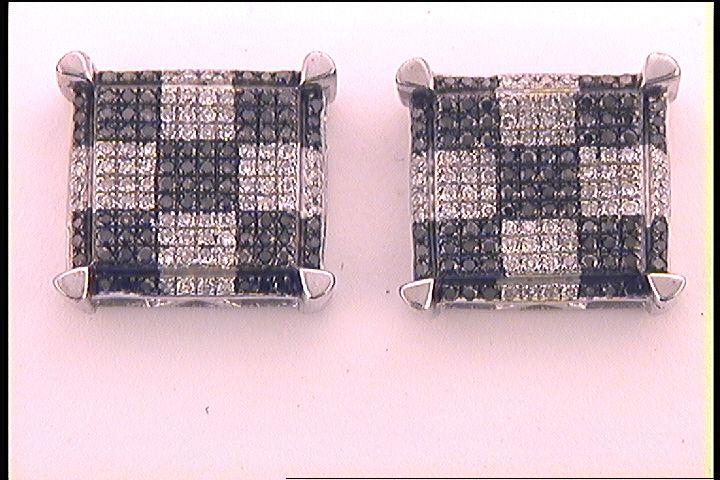 Sterling Silver 1/2Ct-Diamond Micro-Pave Mens Earrings (2.8 grams)