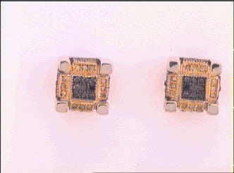 Sterling Silver 1/4Ct-Diamond Yellow Micro-Pave Earrings (2.67 grams)