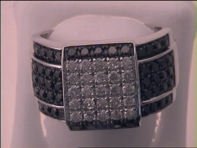 Sterling Silver 2  1/5Ct-Dia Black Diamond Ring