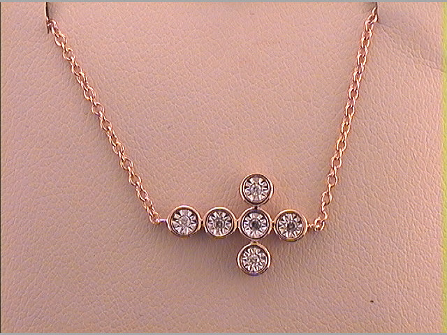 Sterling Silver 1/20Ct-Dia Cn Petite Diamond Cross Bracelet (1.39 grams)