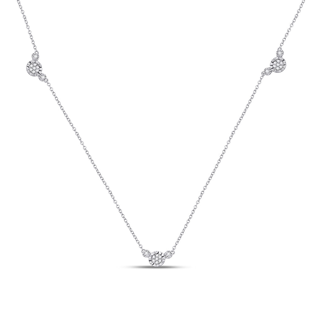 Sterling Silver 1/5Ctw-Dia Cn Fashion Necklaces (2.62 grams)