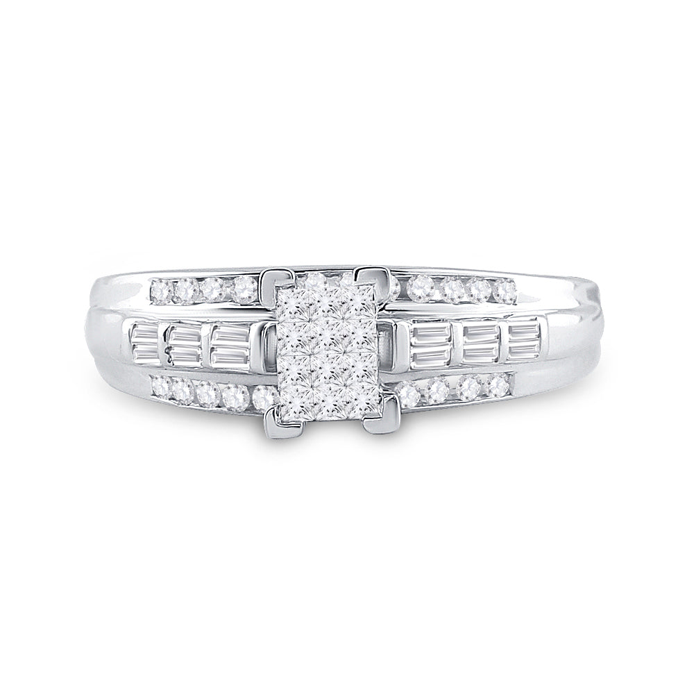 Sterling Silver 1/2Ct-Dia Cn Invisible Cindy Ring S-8 (3.32 grams)