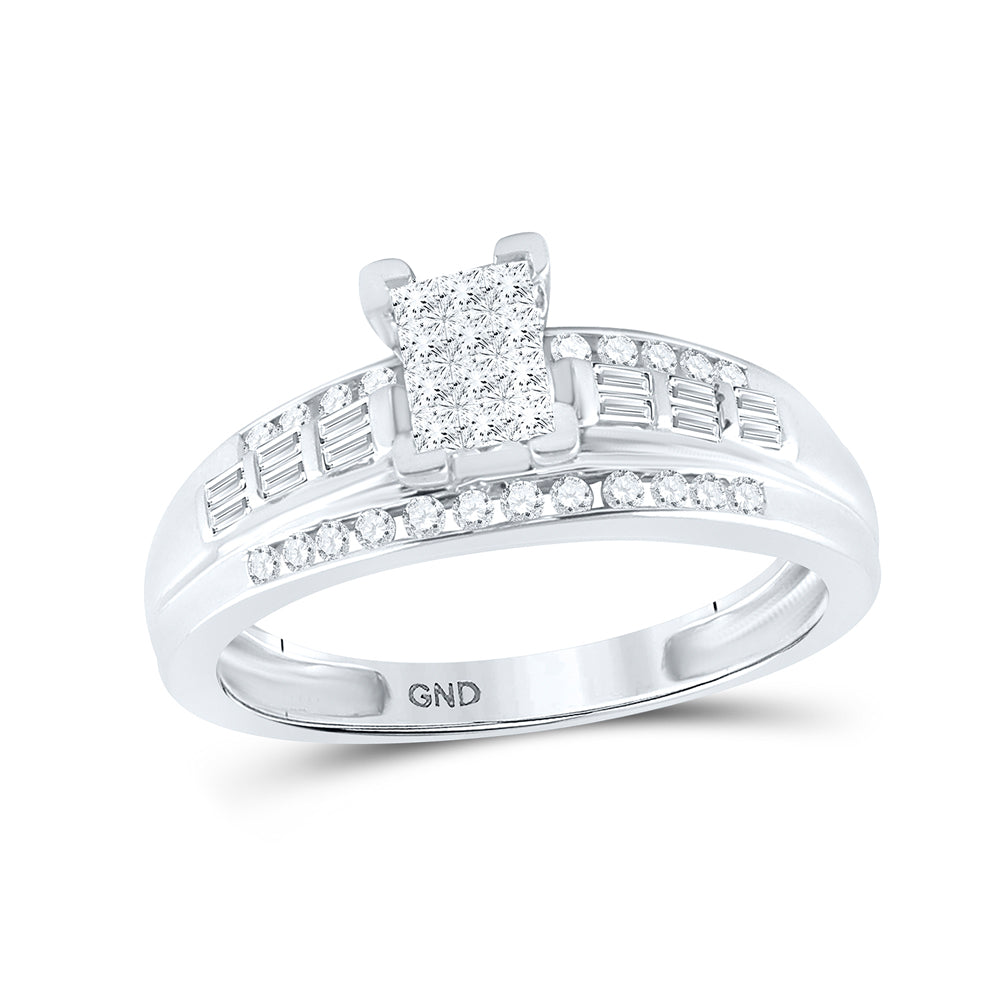 Sterling Silver 1/2Ct-Dia Cn Invisible Cindy Ring S-9 (3.3 grams)