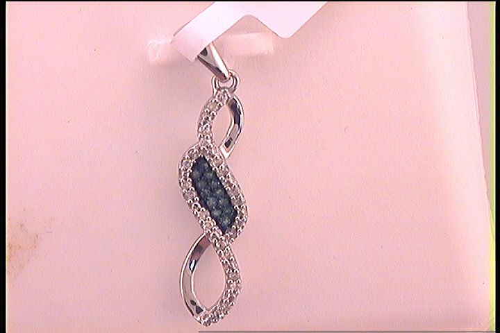 Sterling Silver 1/10Ct-Dia Blue Pendant (0.72 grams)