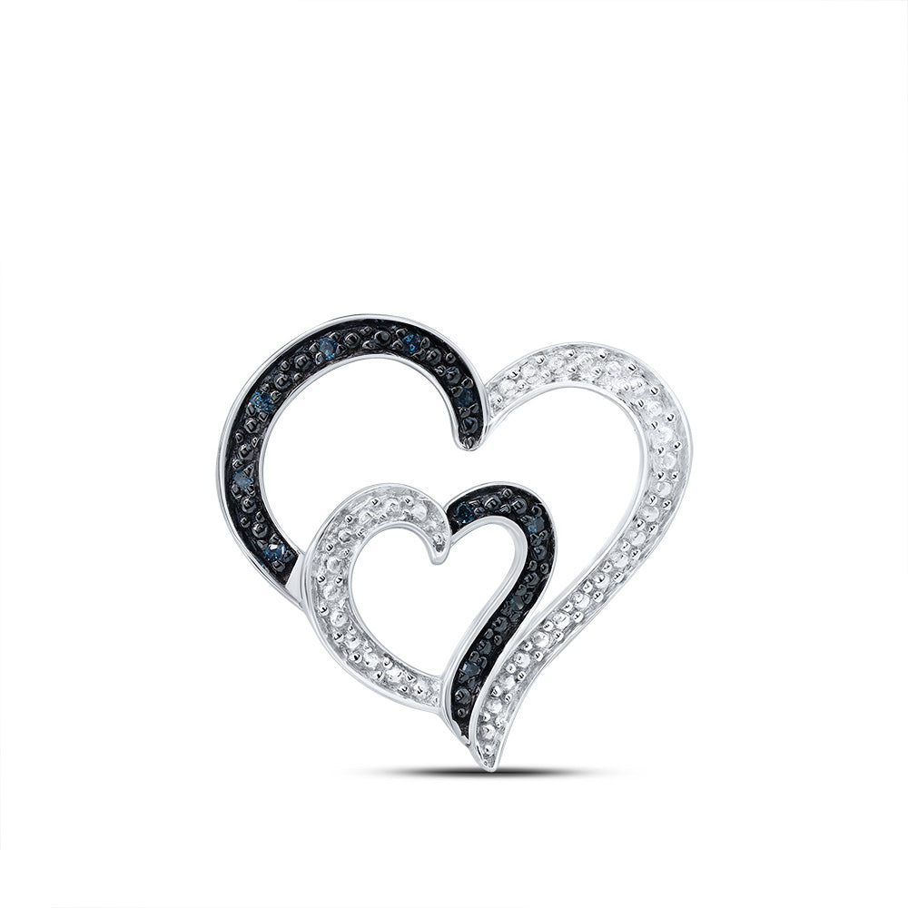 1/20Ctw-Dia Gift Heart Blue Pendant (1.33 grams)