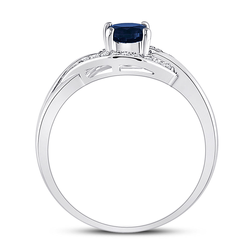 Sterling Silver Womens Round Lab-Created Blue Sapphire Solitaire Diamond Ring 5/8 Cttw (2.18 grams)