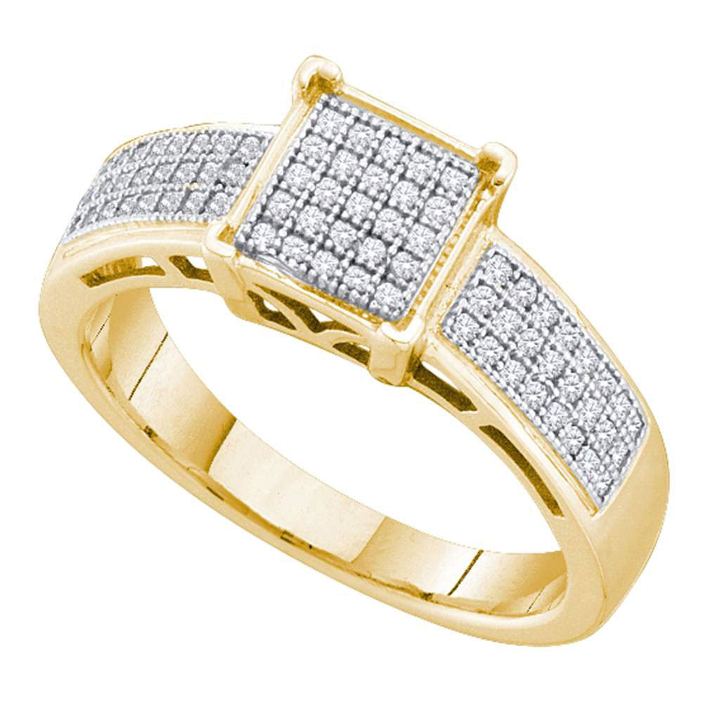 Yellow-Tone Sterling 1/5Ct-Dia Micro-Pave Ring (3.14 grams)
