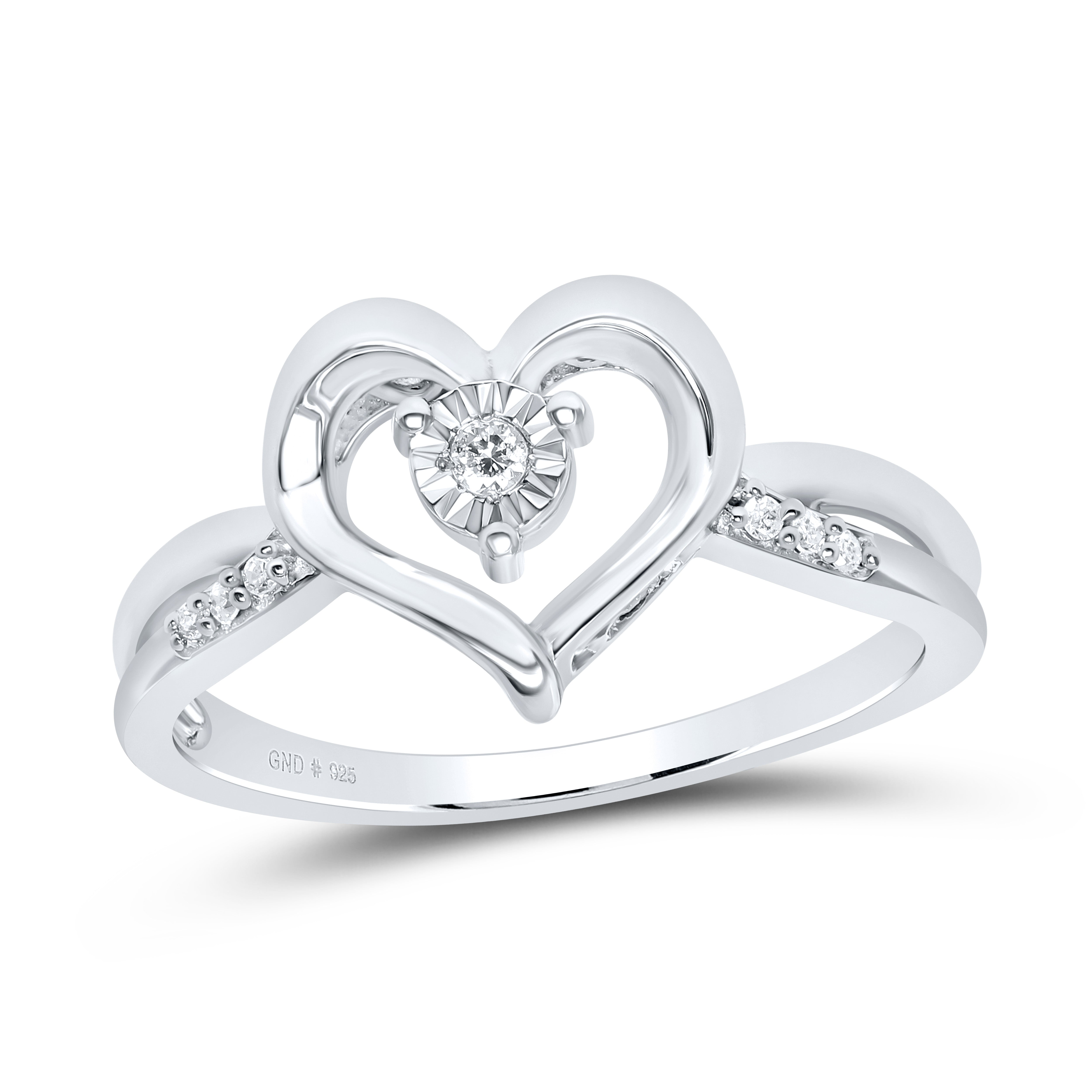 Sterling Silver 1/20Ctw-Dia P2 Gift Heart Ring