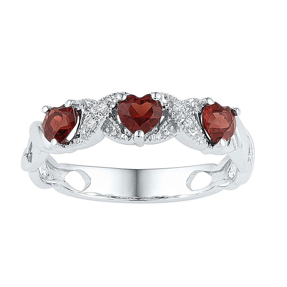 Sterling Silver 0.02Ctw-Dia 3/4Ct-Gr Gemstone Lab Created Ring-S11 (2.14 grams)