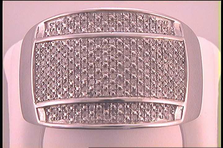 Sterling Silver 1/2Ctw-Dia Micro-Pave Mens Ring