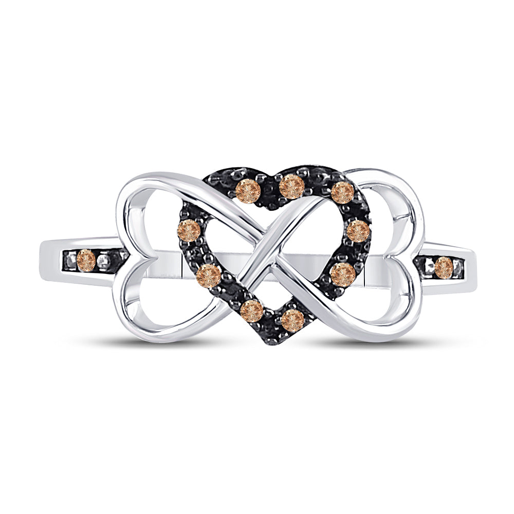 1/10Ctw-Dia Cognac Natural Gift Heart Ring (1.9 grams)