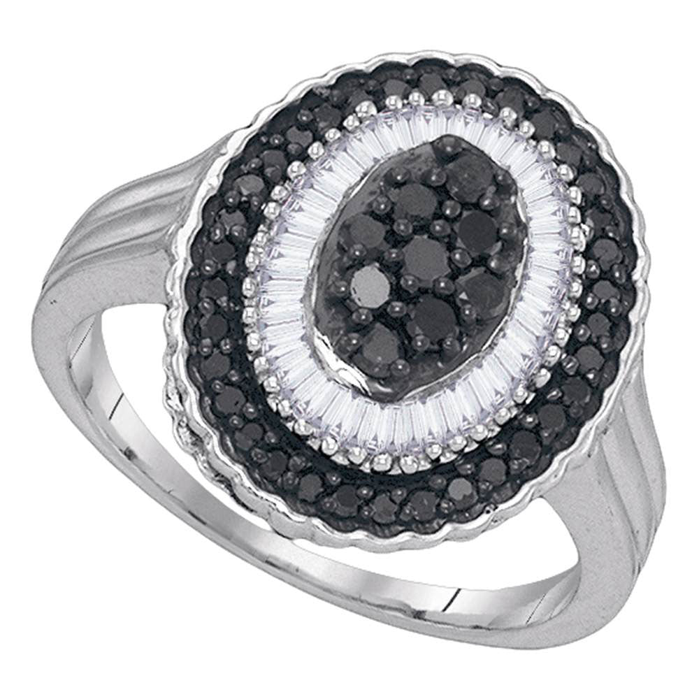 Sterling Silver 3/4Ctw-Dia Black Diamond Ring