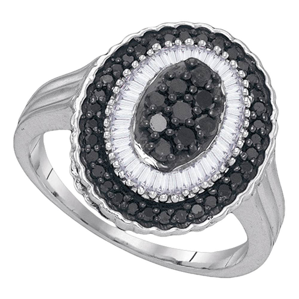 Sterling Silver 3/4Ctw-Dia Black Diamond Ring (2.68 grams)