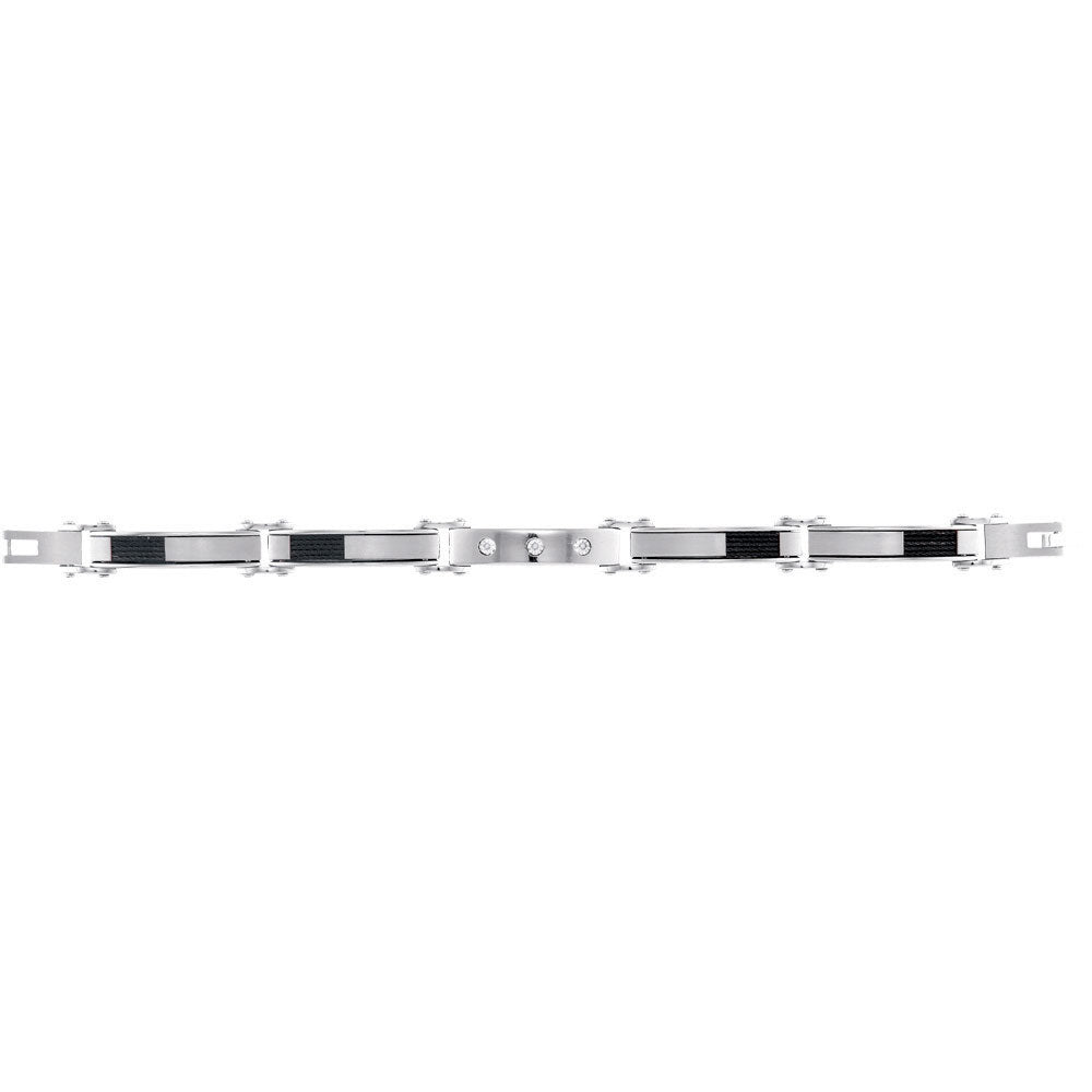 10Kt White Gold 0.018Ctw-Dia Stainless Steel Bracelet (0.19 grams)