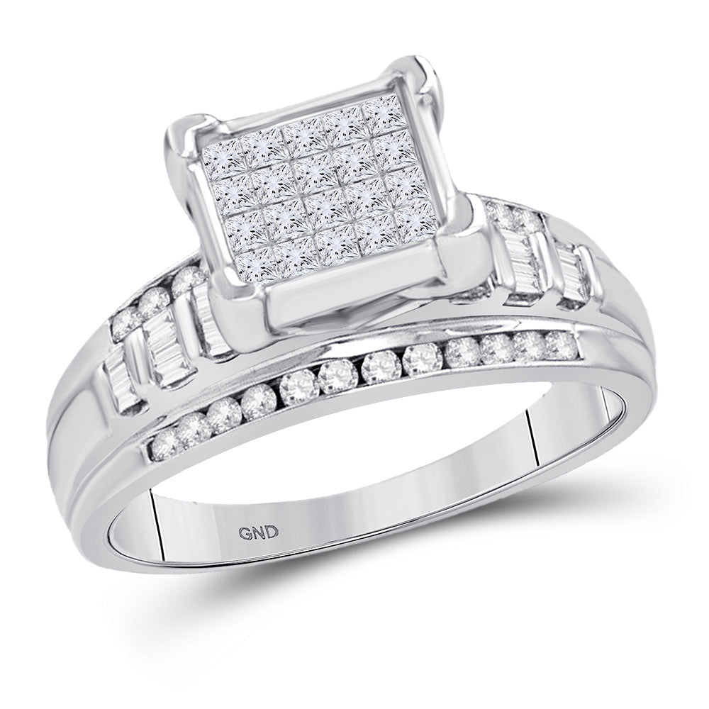 Sterling Silver 1 Ctw-Dia Cindy Ring-S9 (5.6 grams)